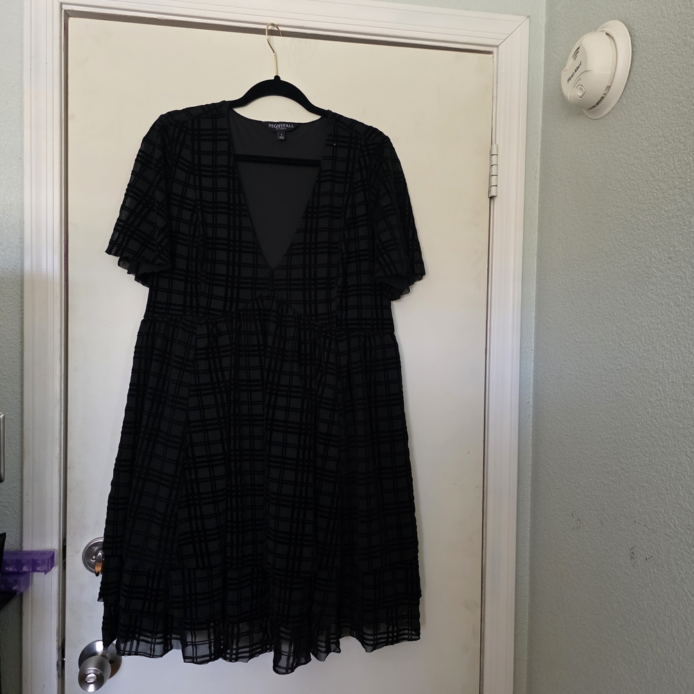 torrid Black Plaid V-Neck Mini Dress